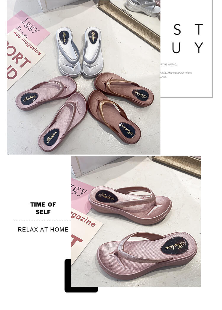 Glittery Platform Flip-Flops